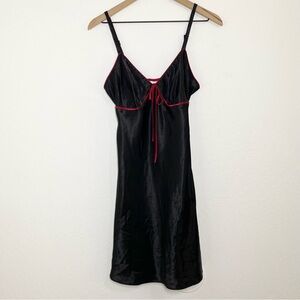 Adonna Y2k Women’s S Black Red Satin Slip Mini Sleepwear Dress Adjustable